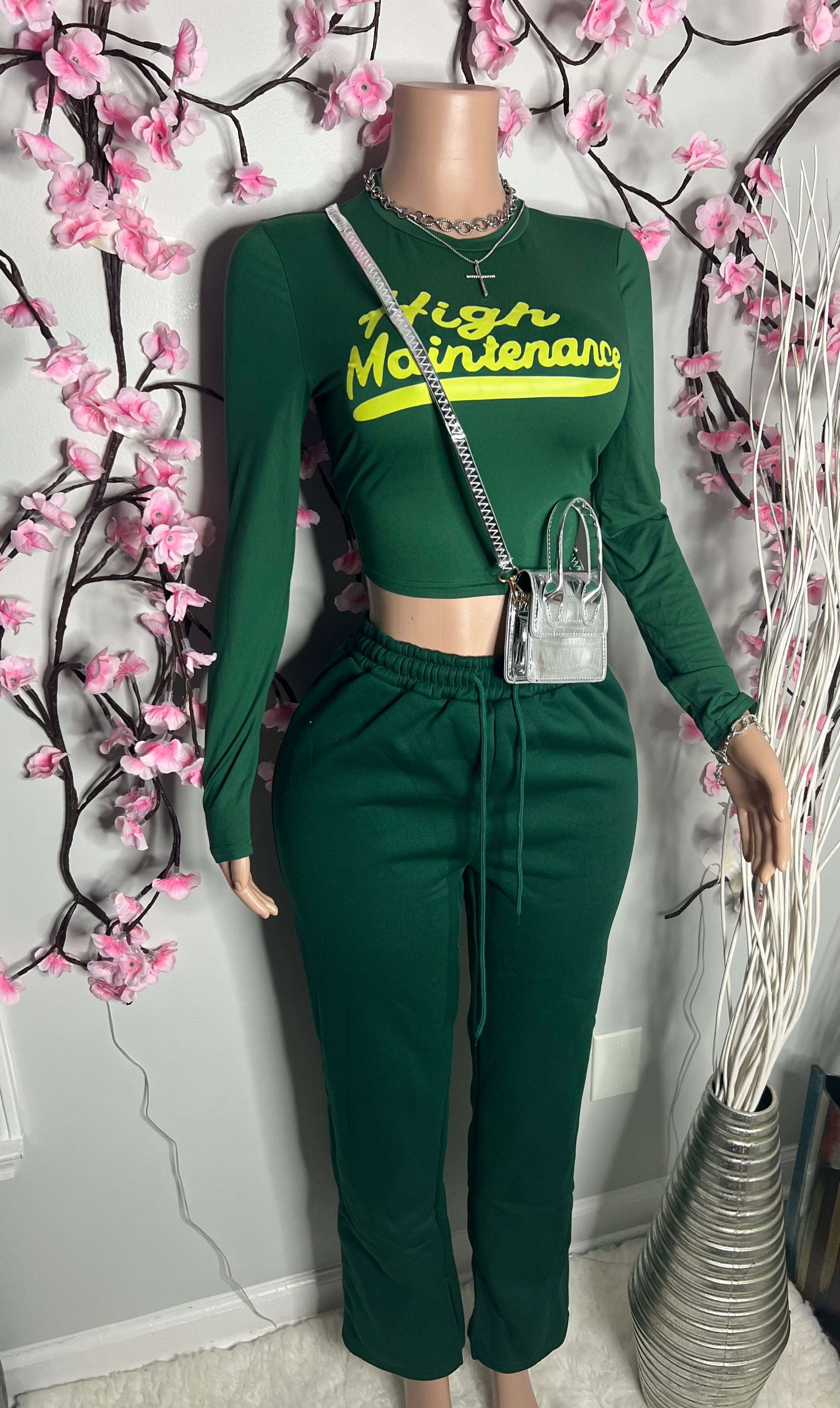 High Maintenance 2 Piece Crop top &Pants Set