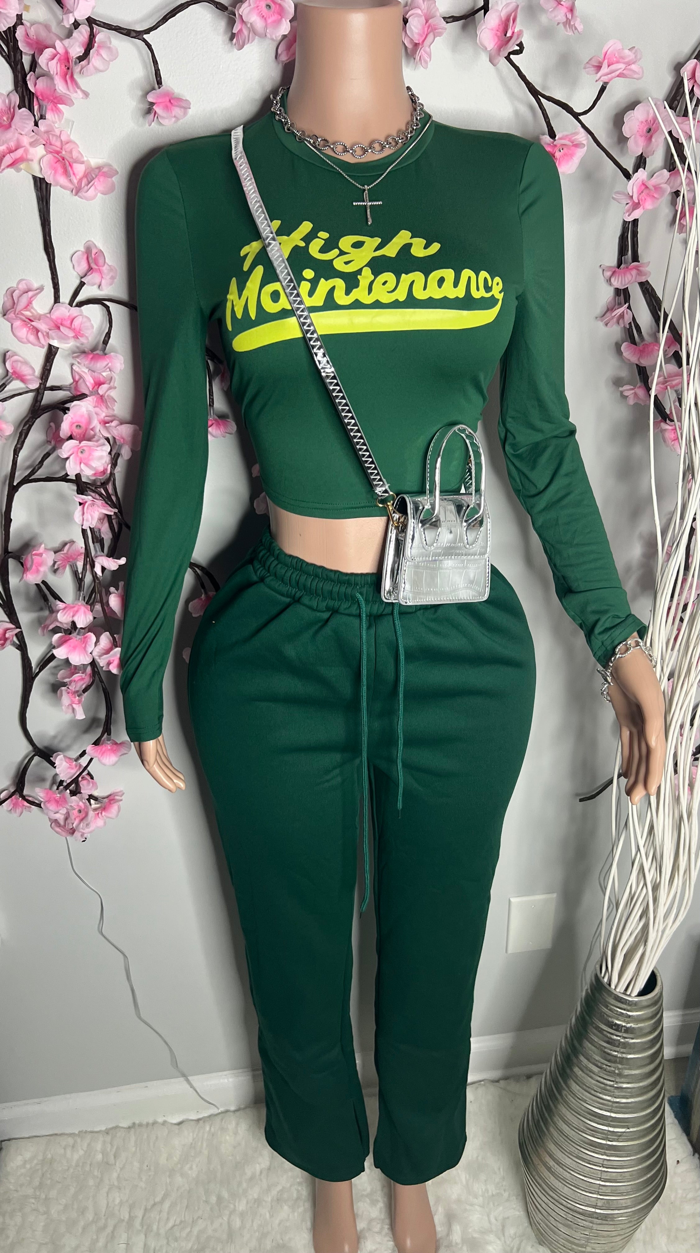 High Maintenance 2 Piece Crop top &Pants Set