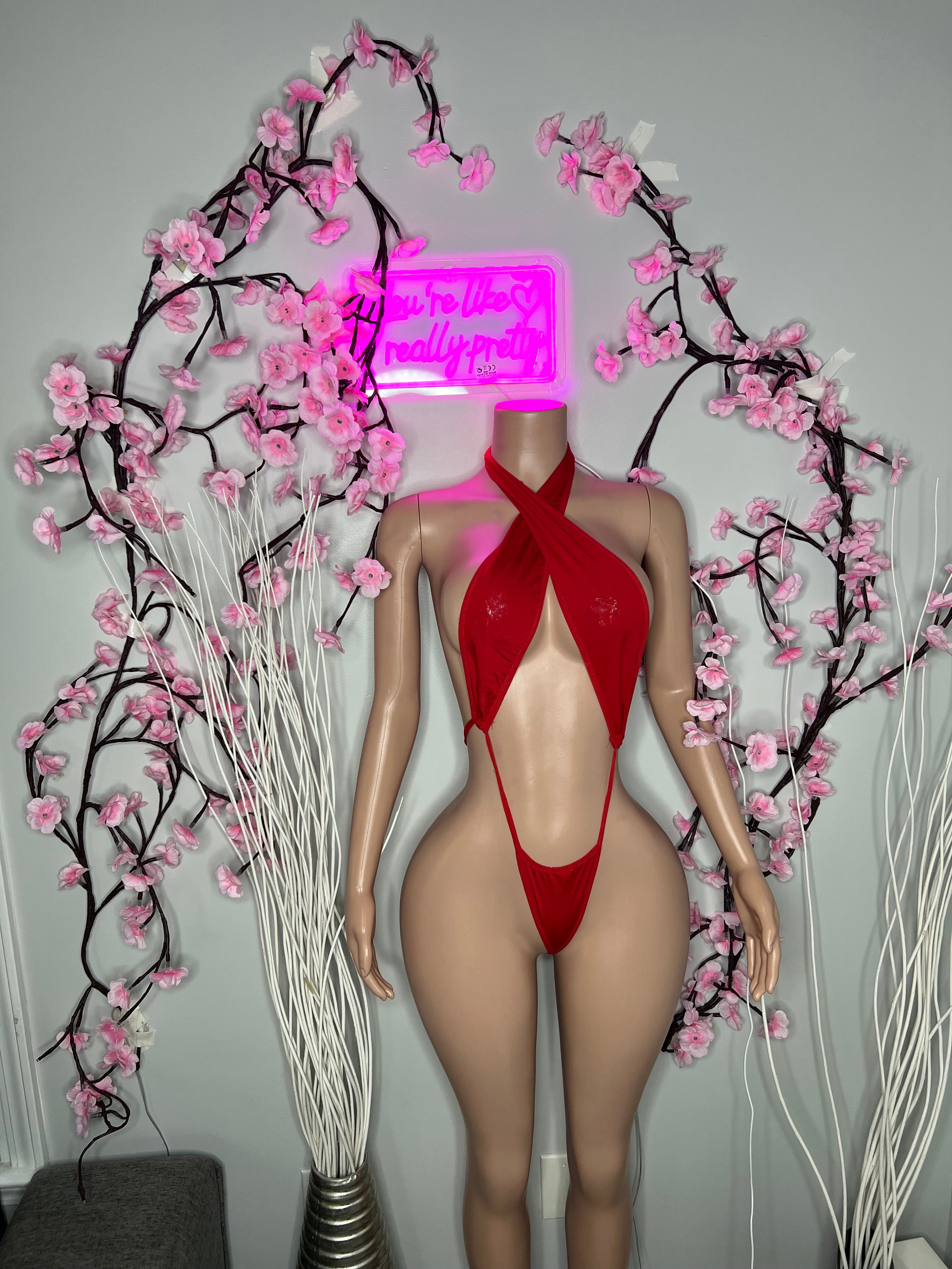 Red OnePiece Swimsuit- Gstring