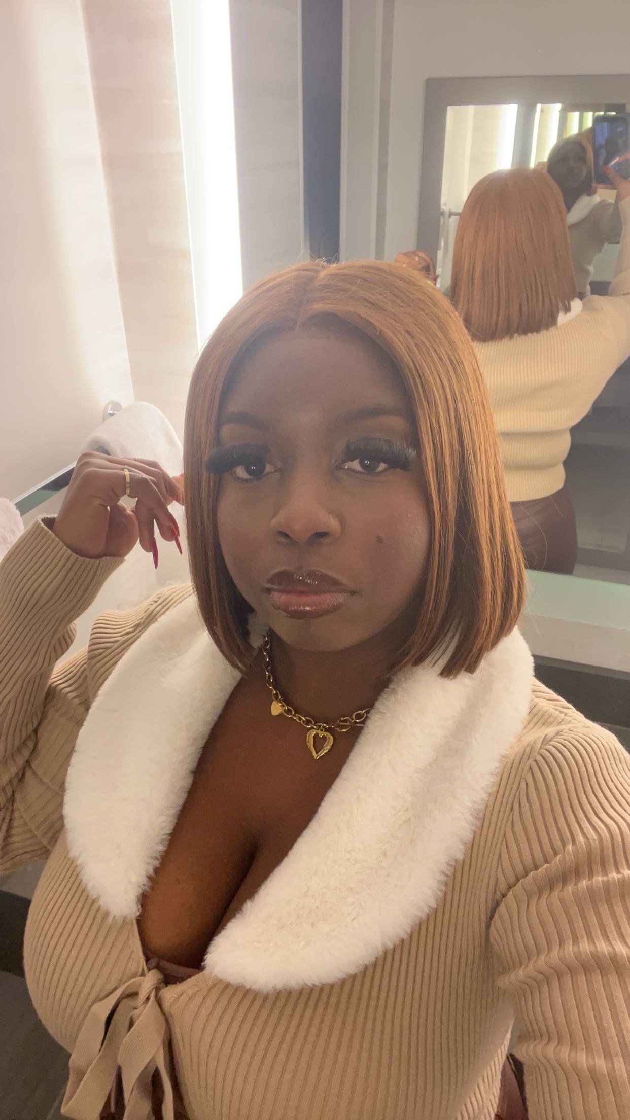 14 in brown color transparent lace 5x5 lace frontal wig