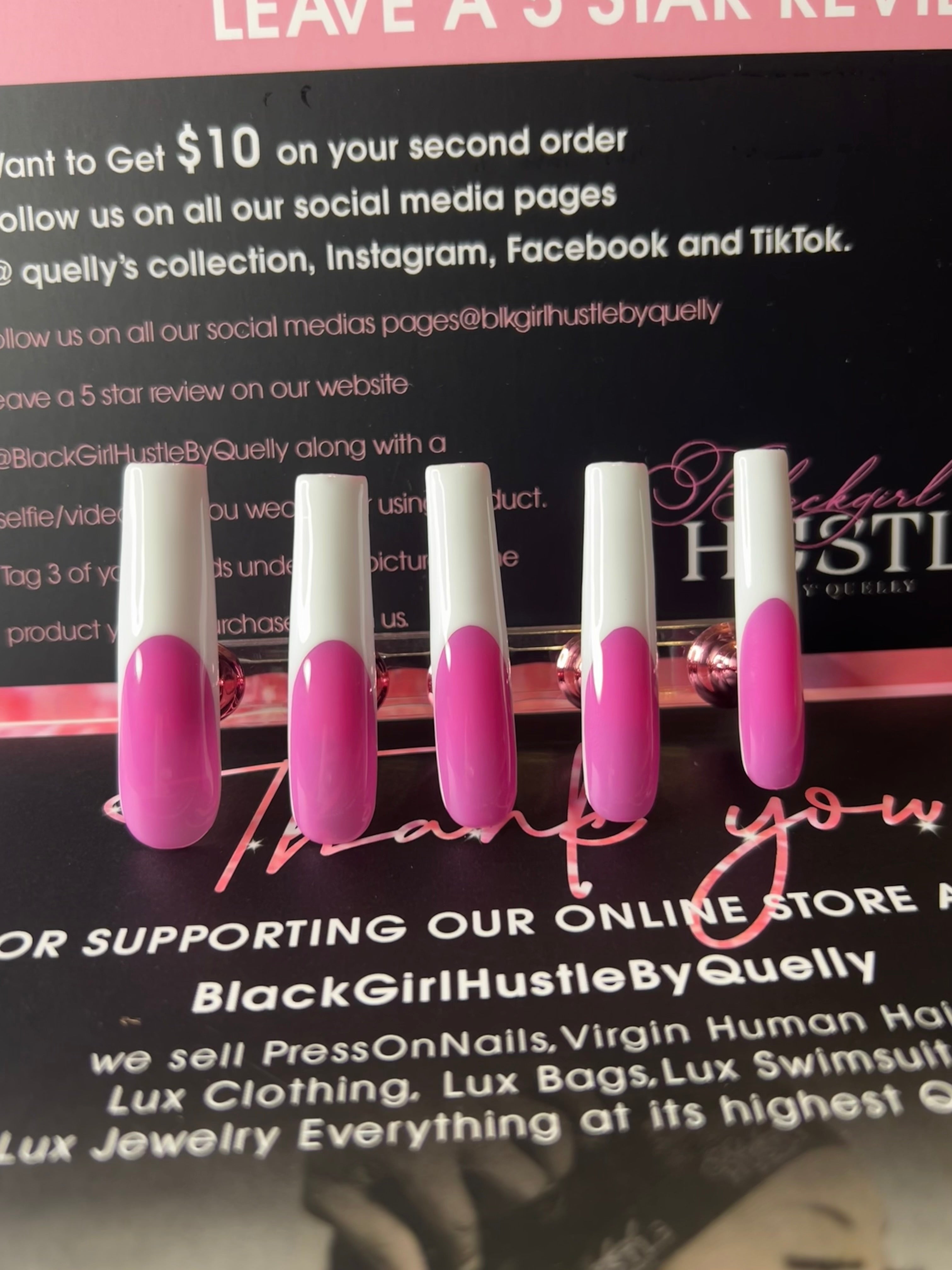 Fusion Pink Frenchies Press On Nails FrenchTips