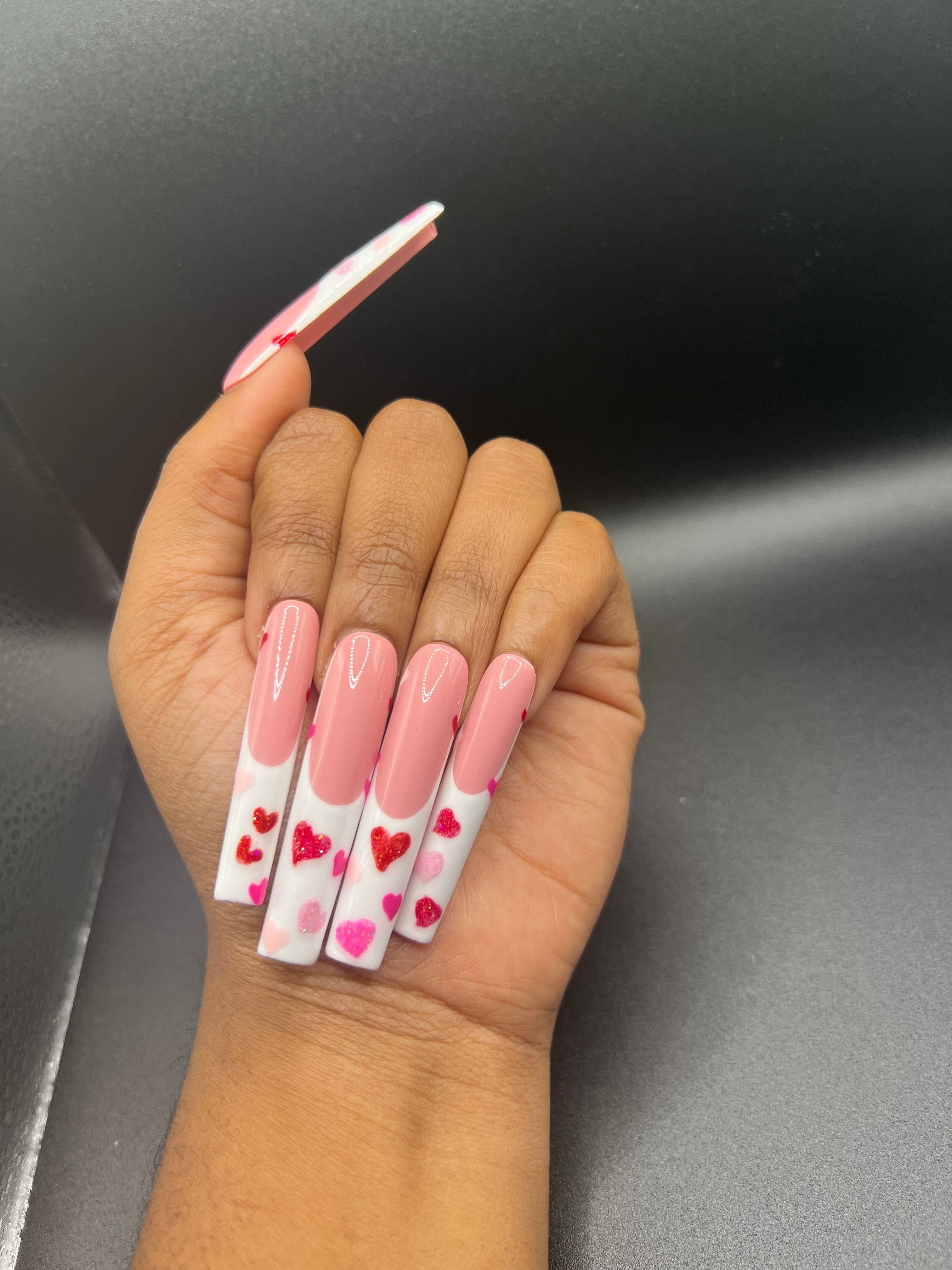 Glitter- Hearts 4 U Press On