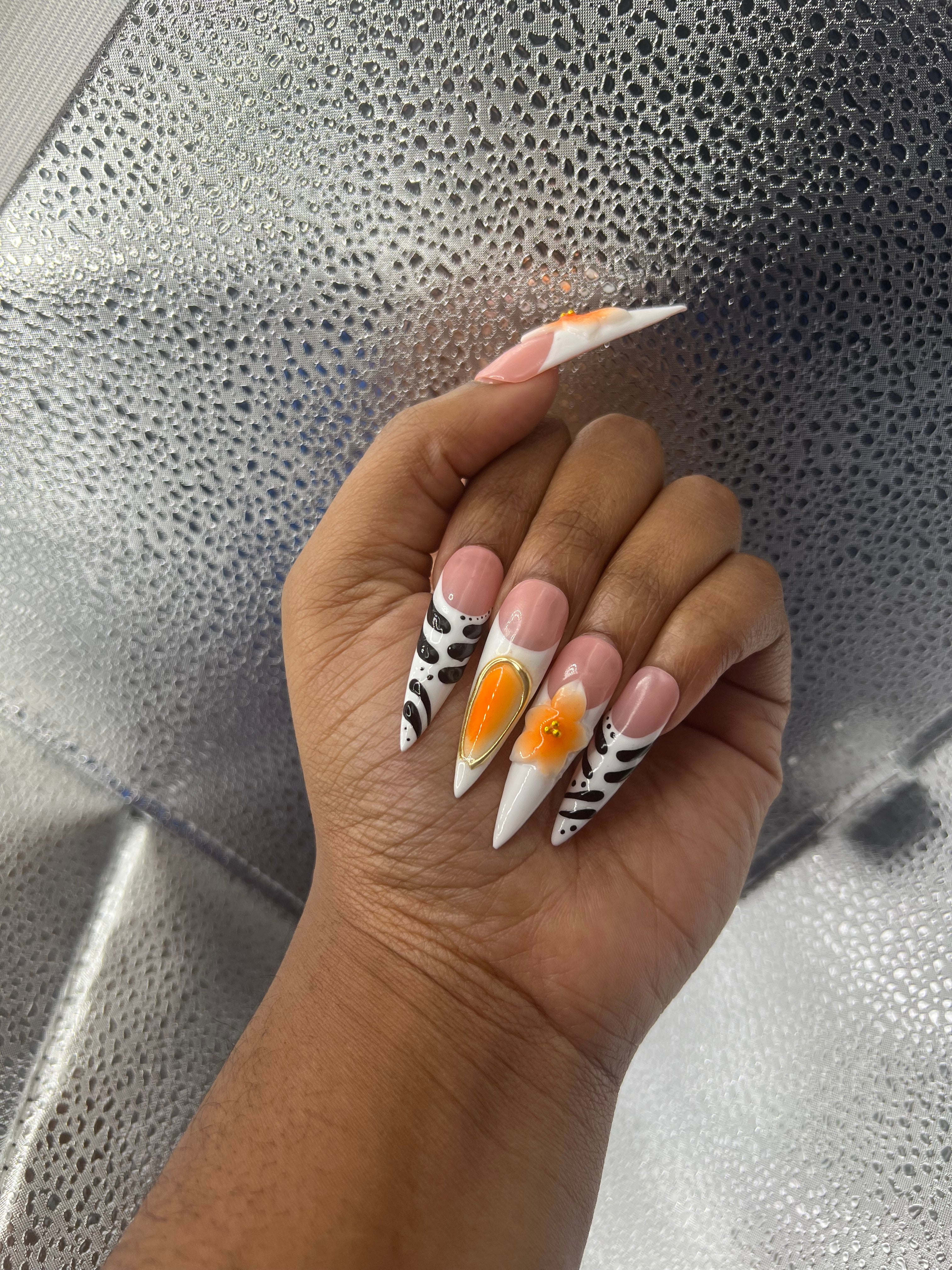 Zebra Siletto Nails