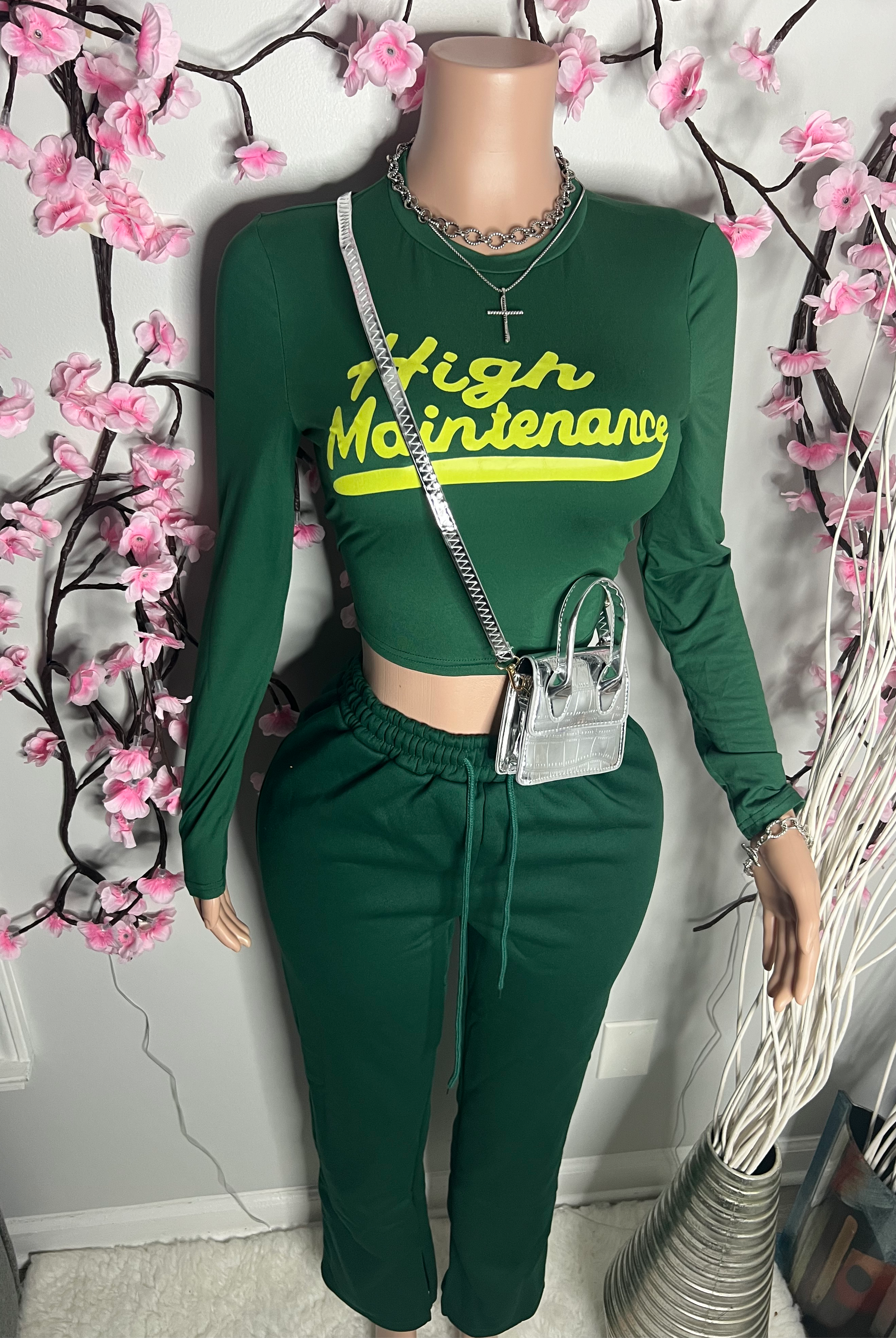 High Maintenance 2 Piece Crop top &Pants Set