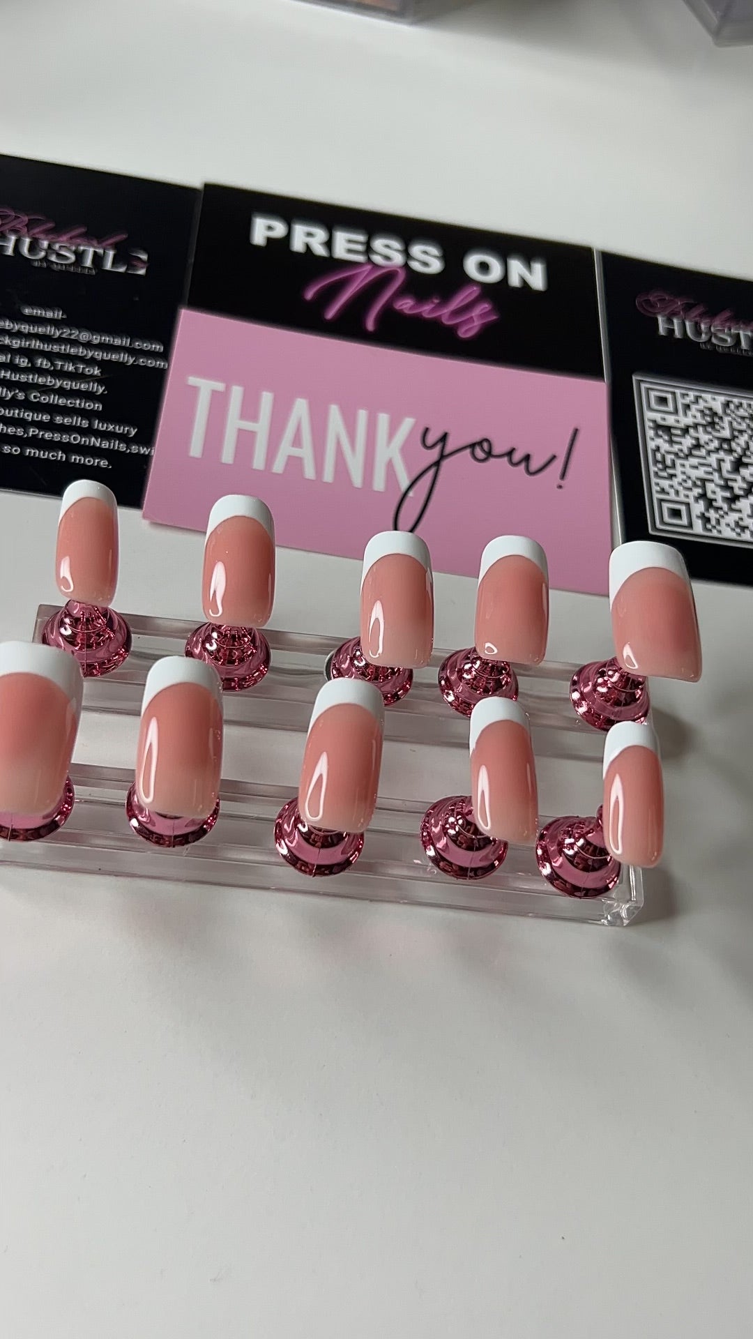 French Tip Press On Short Nails