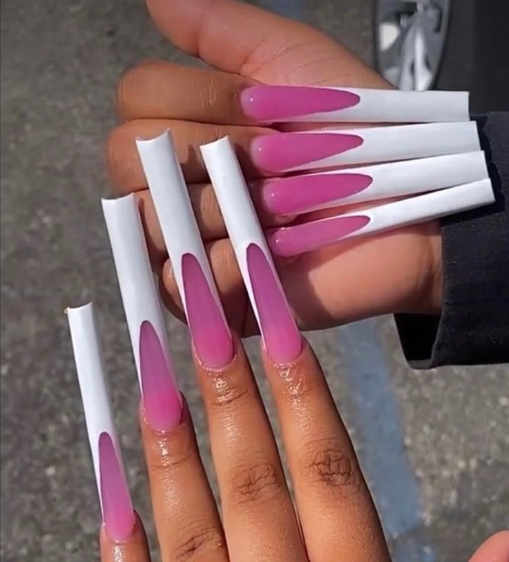 Fusion Pink Frenchies Press On Nails FrenchTips