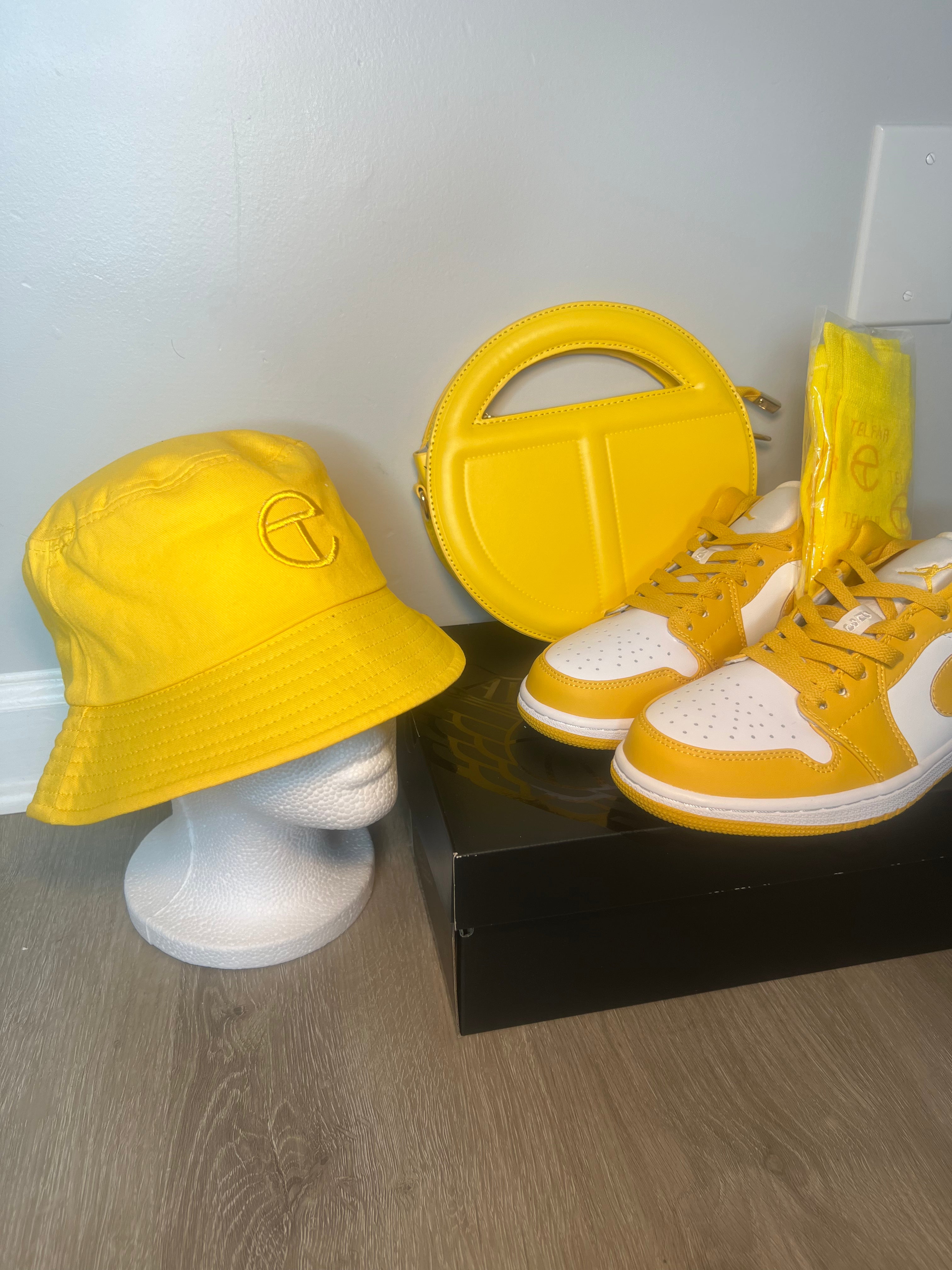 Yellow and White Air Jordon 1 Low & Telfar Set
