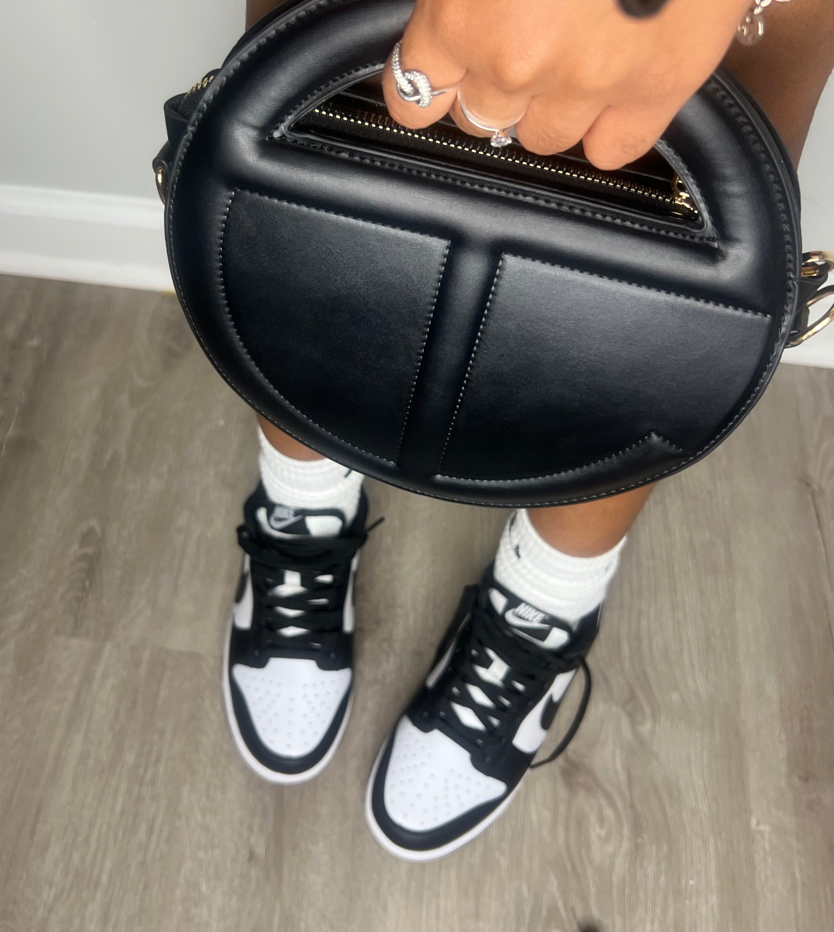 Nike Black and White Dunks Low with Telfar Bag Set