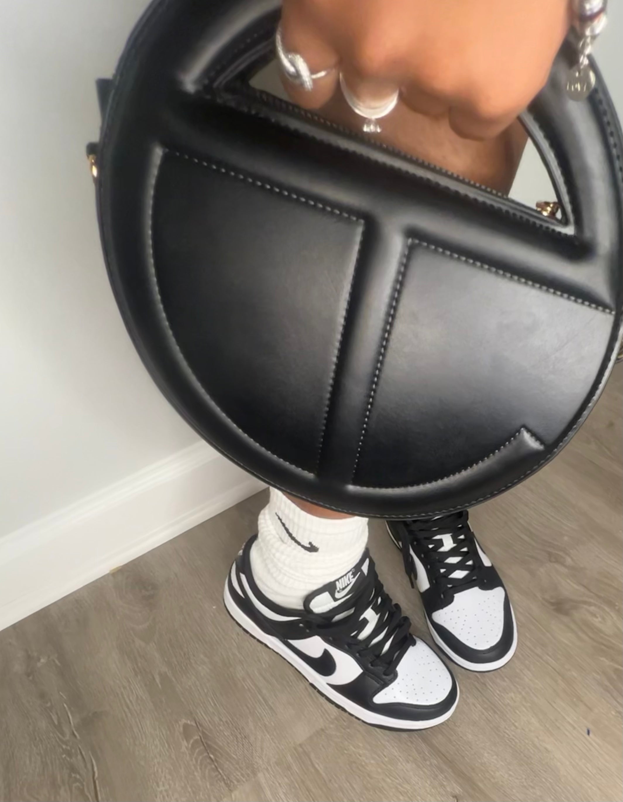 Nike Black and White Dunks Low with Telfar Bag Set