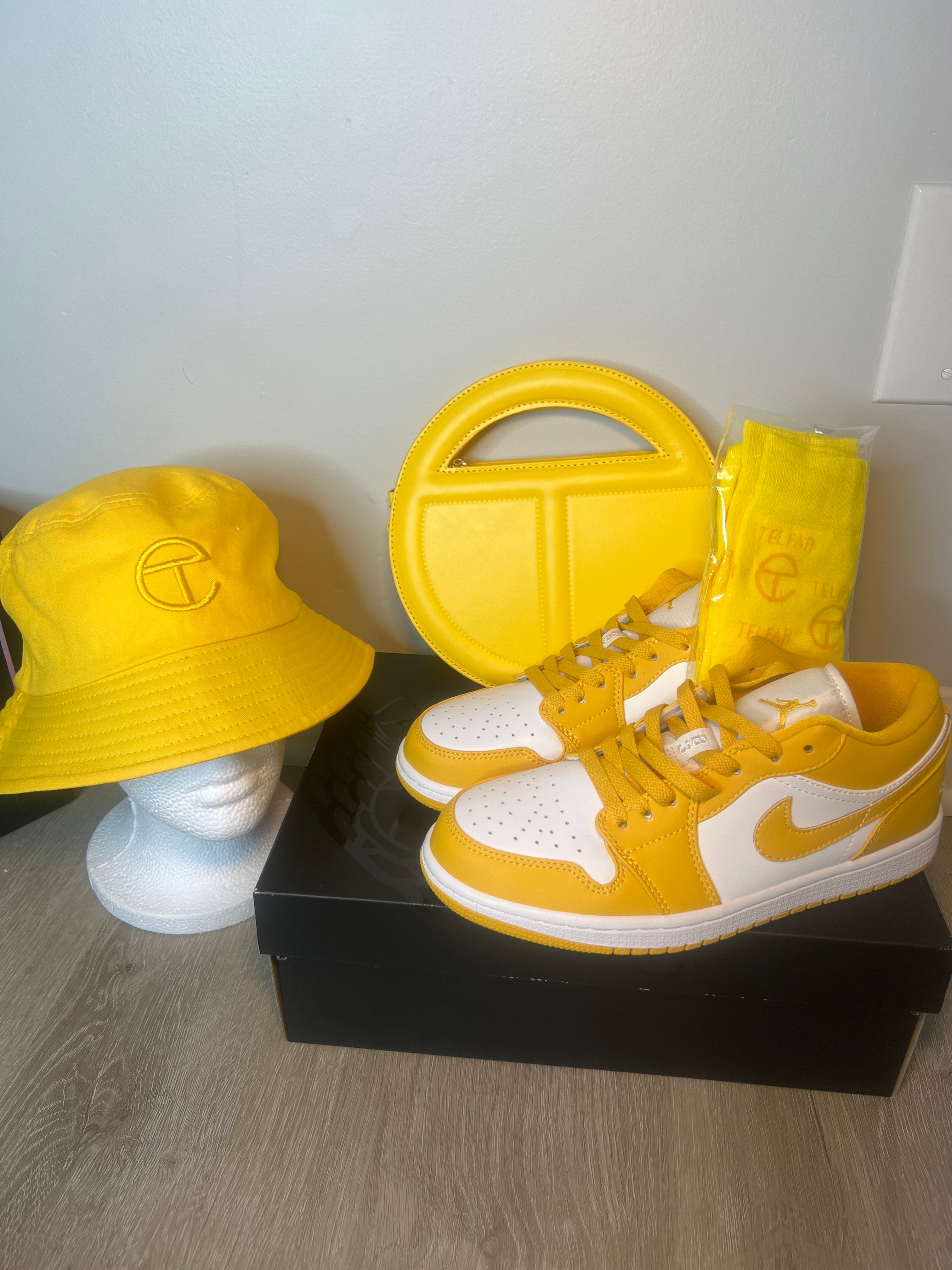 Yellow and White Air Jordon 1 Low & Telfar Set